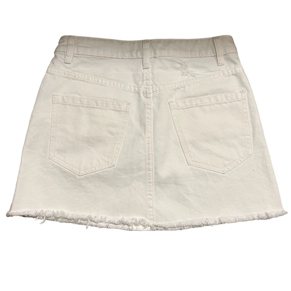NWOT {We The Free} by Free People zip it up mini white distressed denim skirt. - Picture 7 of 15